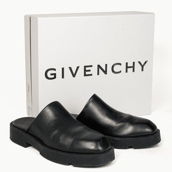 Givenchy Black Calf Leather Squared Show Backless Loafers - Picture 11 of 11